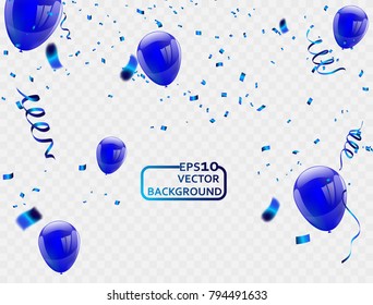 Celebration party banner with golden balloons and serpentine.