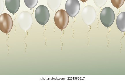 Celebration party banner with Gray color balloons background. Sale Vector illustration. Grand Opening Card luxury greeting rich. 