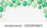 celebration party banner with green balloons background vector illustration. card luxury greeting design. holiday
