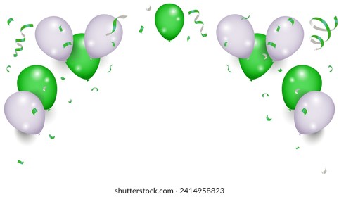 Celebration party banner with green balloons background vector illustration. Party card with colorful balloons. Balloon background. vector design