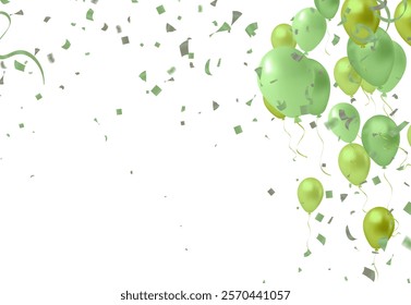 Celebration party banner with green balloons background. Sale Vector illustration. Grand Opening Card luxury greeting rich.
