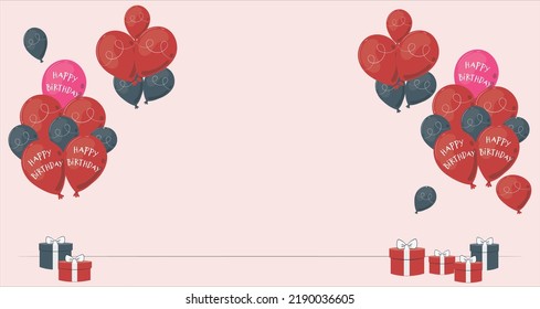 Celebration party banner with red color balloons background. Sale Vector illustration. Grand Opening Card luxury greeting rich. frame template. Confetti and ribbons flag ribbons, Celebration. vector