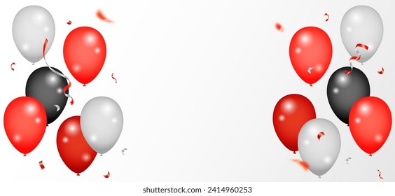 Celebration party banner with red color balloons background. Grand opening vector illustration template. Sale vector illustration