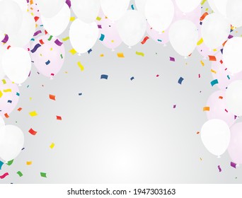 Celebration party banner with Silver color balloons background. Sale Vector