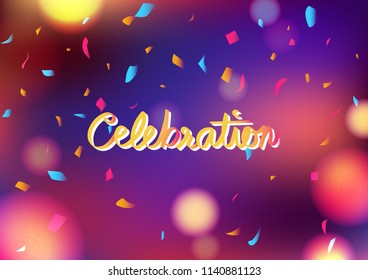 Celebration Party Blurry Colorful Abstract Background Decoration Confetti Falling, Greeting Card Festival Concept Vector Illustration