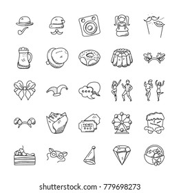 Celebration And Party Doodle Icons Set 
