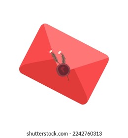 Sobre de celebración o fiesta con ilustración vectorial de invitación. Dibujo de dibujos animados de sobre con invitación sobre fondo blanco. Cumpleaños, vacaciones, concepto de decoración