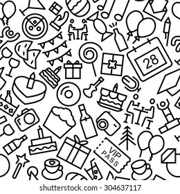 Celebration and Party Hand Drawn Outline Icon Pattern 