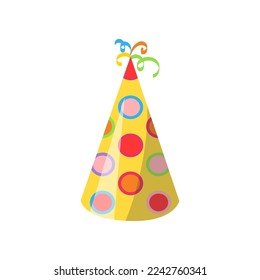 Celebration or party hat or cap vector illustration. Cartoon drawing of triangle hat on white background. Birthday, holiday, decoration concept