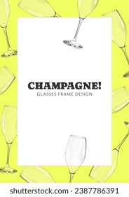 Celebration party holiday design with realistic champagne glasses