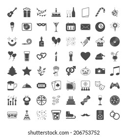 Celebration and Party icons set. Vector illustration.