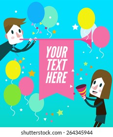 Celebration Party and Promotion Flag.  flat design elements. vector illustration