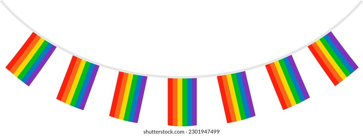 Celebration And Party Rectangle Rainbow Flag. Pride Month Symbol. LGBT Flag. LGBTQ+ Sign. LGBTQIA Parade Event. Colorful Shape Isolated.