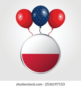 Celebration Poland National Flag With Balloons