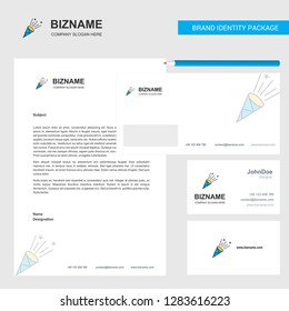 Celebration pop Business Letterhead, Envelope and visiting Card Design vector template