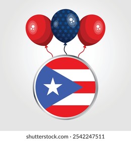 Celebration Puerto Rico National Flag With Balloons