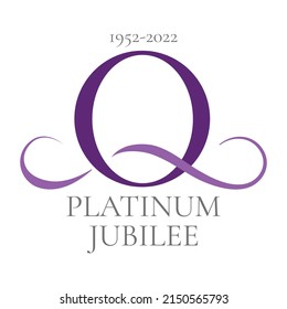 Celebration of the Queen's Platinum jubilee handwritting modern vector lettering. Graceful letter Q. Emblem for printing, banner, walls svg