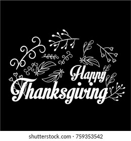	
Celebration quote "Happy Thanksgiving" with berries and leaves for Thanksgiving postcard, icon or badge. Vector calligraphy lettering holiday quote, Hand drawn Happy Thanksgiving typography poster.