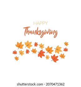 Celebration quote "Happy Thanksgiving" on textured background for postcard, autumn icon, logo or badge. Autumn vector vintage style calligraphy	