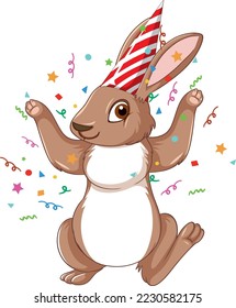 Celebration rabbit cartoon character illustration