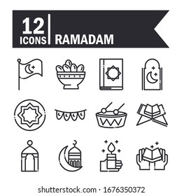 celebration ramadan arabic islamic celebration vector illustration line style icon