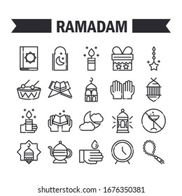 celebration ramadan arabic islamic celebration vector illustration line style icon