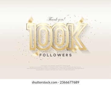 Celebration of reaching 100k followers. with premium luxury design. Premium vector for poster, banner, celebration greeting.