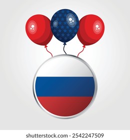Celebration Russia National Flag With Balloons