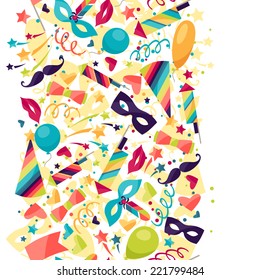 Celebration seamless pattern with carnival icons and objects.