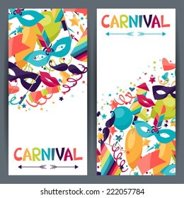 Celebration seamless pattern with carnival icons and objects.