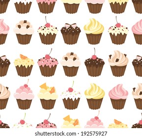 Celebration seamless pattern with cupcakes