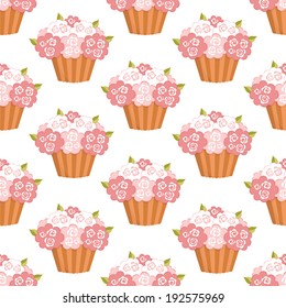 Celebration seamless pattern with cupcakes