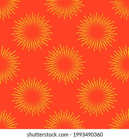 Celebration seamless pattern. Radiant abstract firework. Circular pattern. Pop art round halftone. 