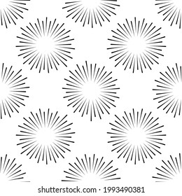 Celebration seamless pattern. Radiant abstract firework. Circular pattern. Pop art round halftone. 