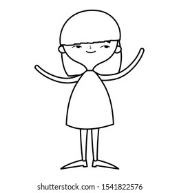celebration smiling girl open arms on white background vector illustration line style