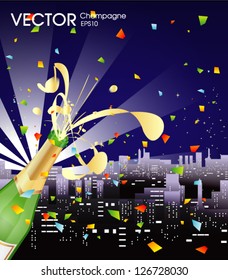 Celebration with splashing champagne
