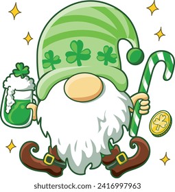 Celebration of St. Patrick's Day in Ireland, at 17 March. Luck the Irish. Color icon set for St. Patrick's Day. Ireland vector icon. Saint Patrick's Day green icon clip art. Dwarf with beer shamrock.