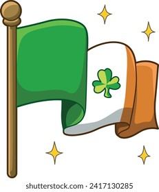 Celebration of St. Patrick's Day in Ireland, at 17 March. Luck the Irish. Color icon set for St. Patrick's Day. Ireland vector icon. Saint Patrick's Day green icon clip art. Flag of Ireland shamrock.