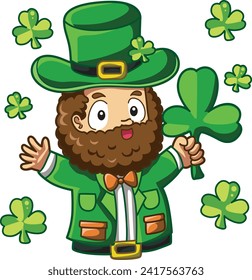 Celebration of St. Patrick's Day in Ireland, at 17 March. Luck the Irish. Color icon set for St. Patrick's Day. Ireland vector icon. Saint Patrick's Day green icon clip art. A man with green costume