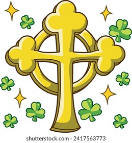 Celebration of St. Patrick's Day in Ireland, at 17 March. Luck the Irish. Color icon set for St. Patrick's Day. Ireland vector icon. Saint Patrick's Day green icon clip art. Yellow christ lineal icon