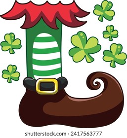 Celebration of St. Patrick's Day in Ireland, at 17 March. Luck the Irish. Color icon set for St. Patrick's Day. Ireland vector icon. Saint Patrick's Day green icon clip art. Shoes and green sock.