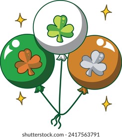 Celebration of St. Patrick's Day in Ireland, at 17 March. Luck the Irish. Color icon set for St. Patrick's Day. Ireland vector icon. Saint Patrick's Day green icon clip art. Balloons of Ireland