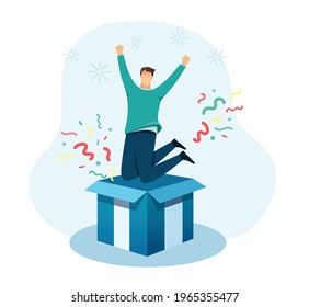 celebration for successful flat character. vector illustration