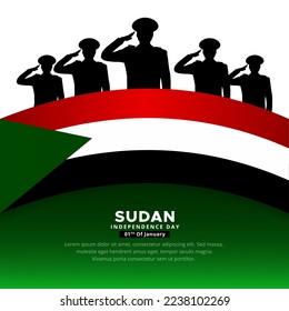 Celebration Sudan Independence Day design vector with silhouette of soldier
