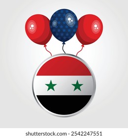 Celebration Syria National Flag With Balloons