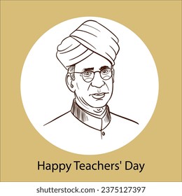 Celebration of teachers day, Happy teachers day, vector line drawing