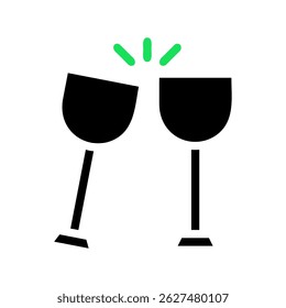 Celebration toast icon featuring stylized champagne glasses clinking together