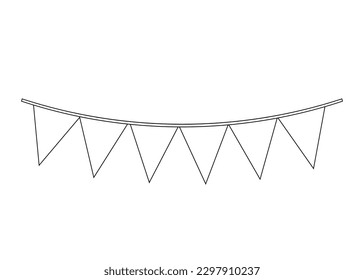 imagen de línea de bandera triangular de celebración para el vector de caricatura de icono de libro de color