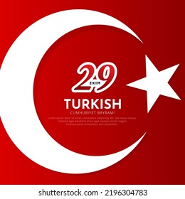 Celebración Diseño de fondo del día de la república turca con bandera ondulada y vector de globo