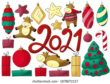 Celebration typography poster, banner, card. 2021 HAPPY NEW YEAR 